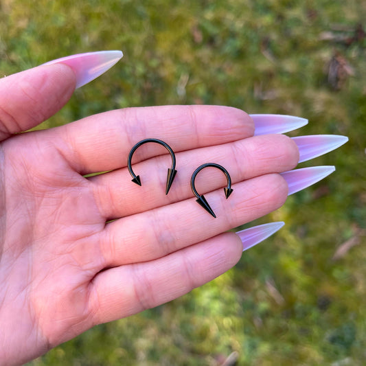 Spiky Septum Ring: Stainless Steel Horseshoe Piercing - Gothic Punk Emo, 16G 8mm/10mm/12mm