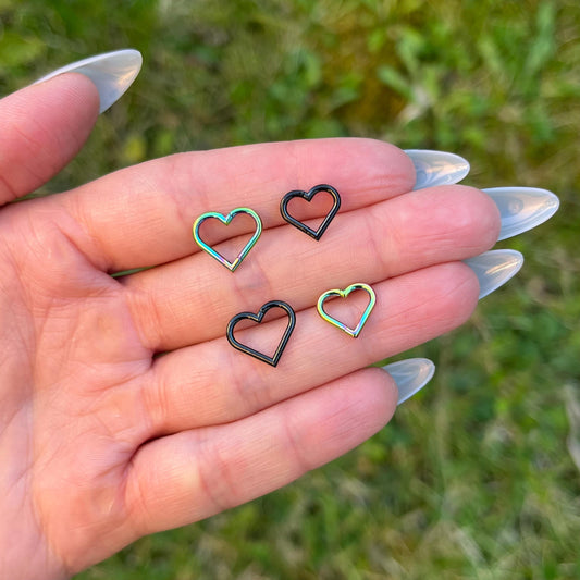 Hinged Heart Daith Piercing: 16G Stainless Steel Helix Ring