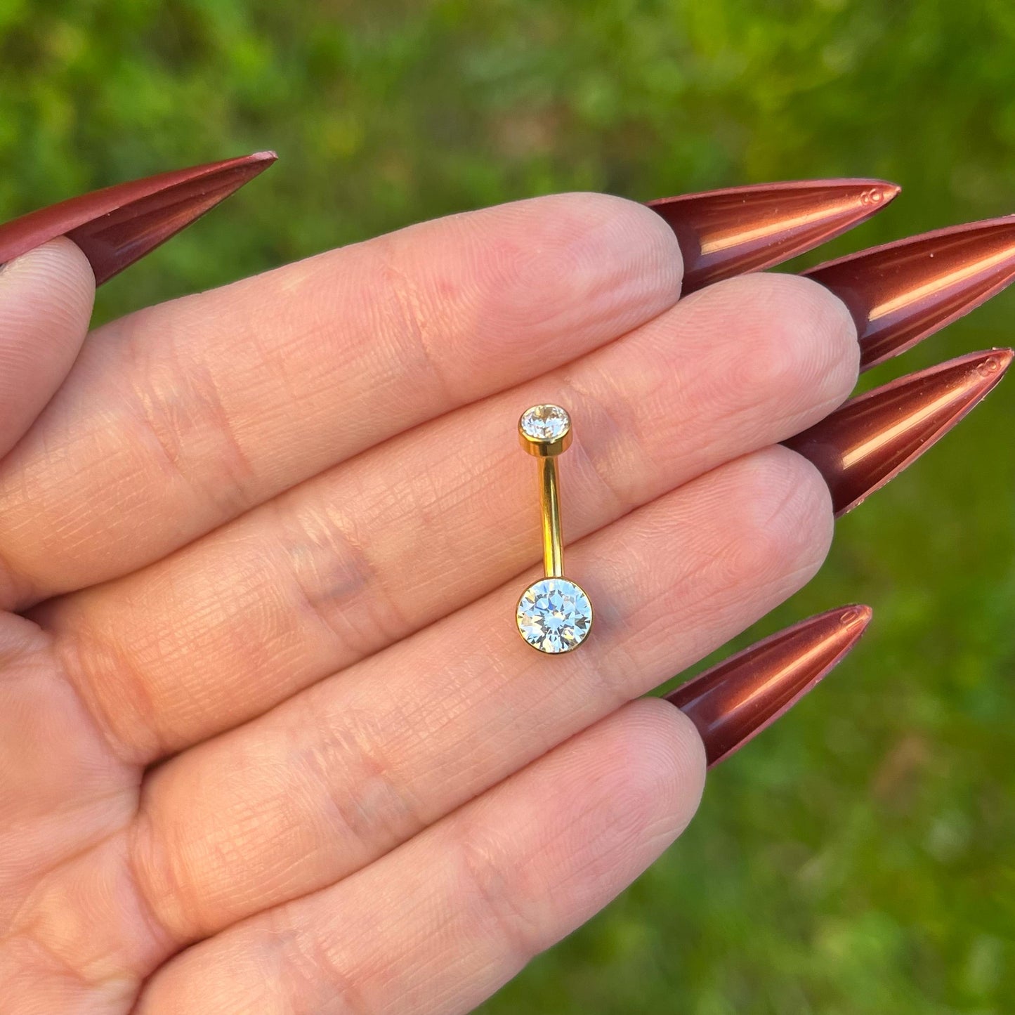 Titanium Belly Button Ring: CZ Crystal Navel Piercing, Internally Threaded, 10mm/12mm