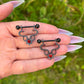 Snake Nipple Barbells: Gothic Stainless Steel Piercings, 14G Silver/Black