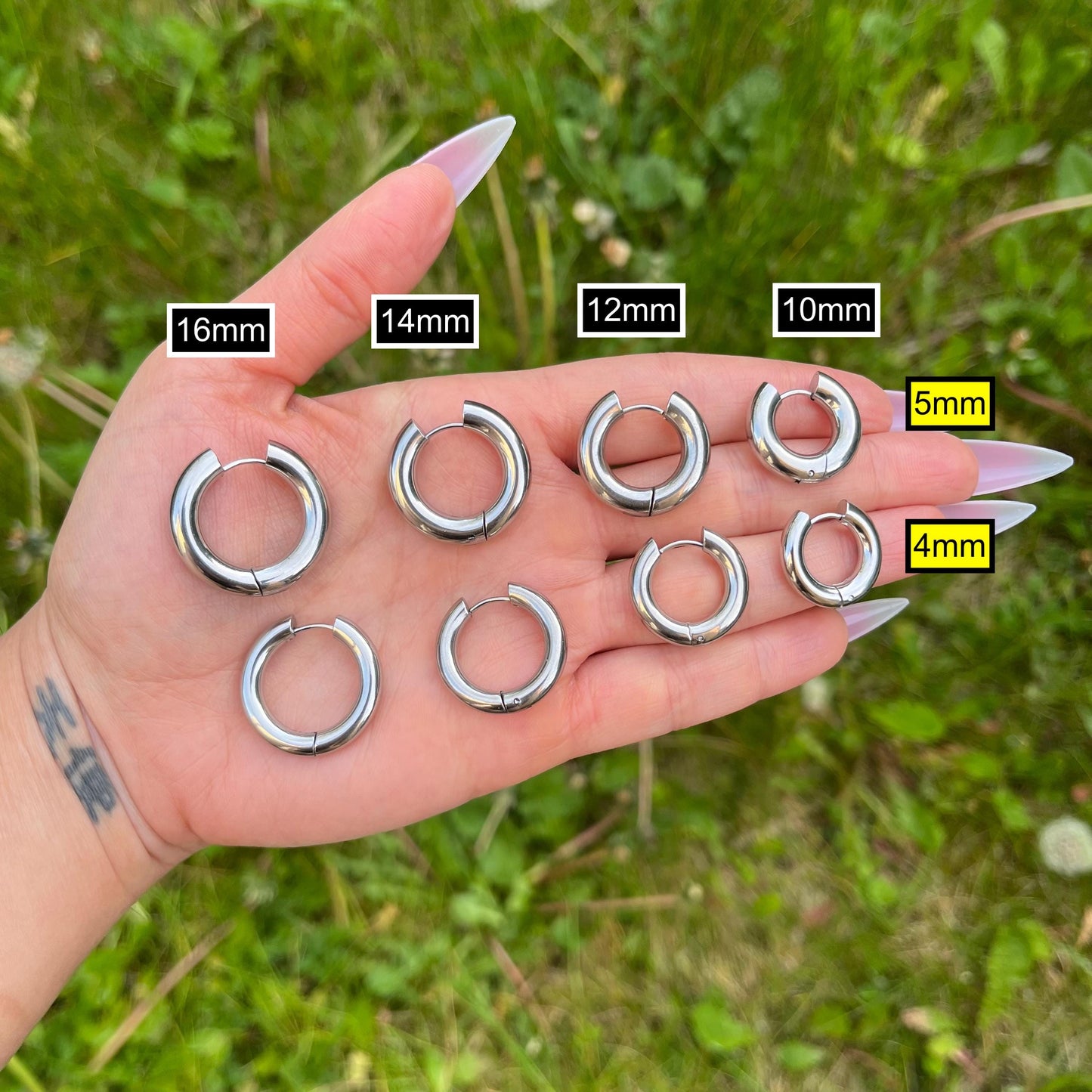 Chunky Stainless Steel Hoop Earrings - 3mm/4mm/5mm thickness