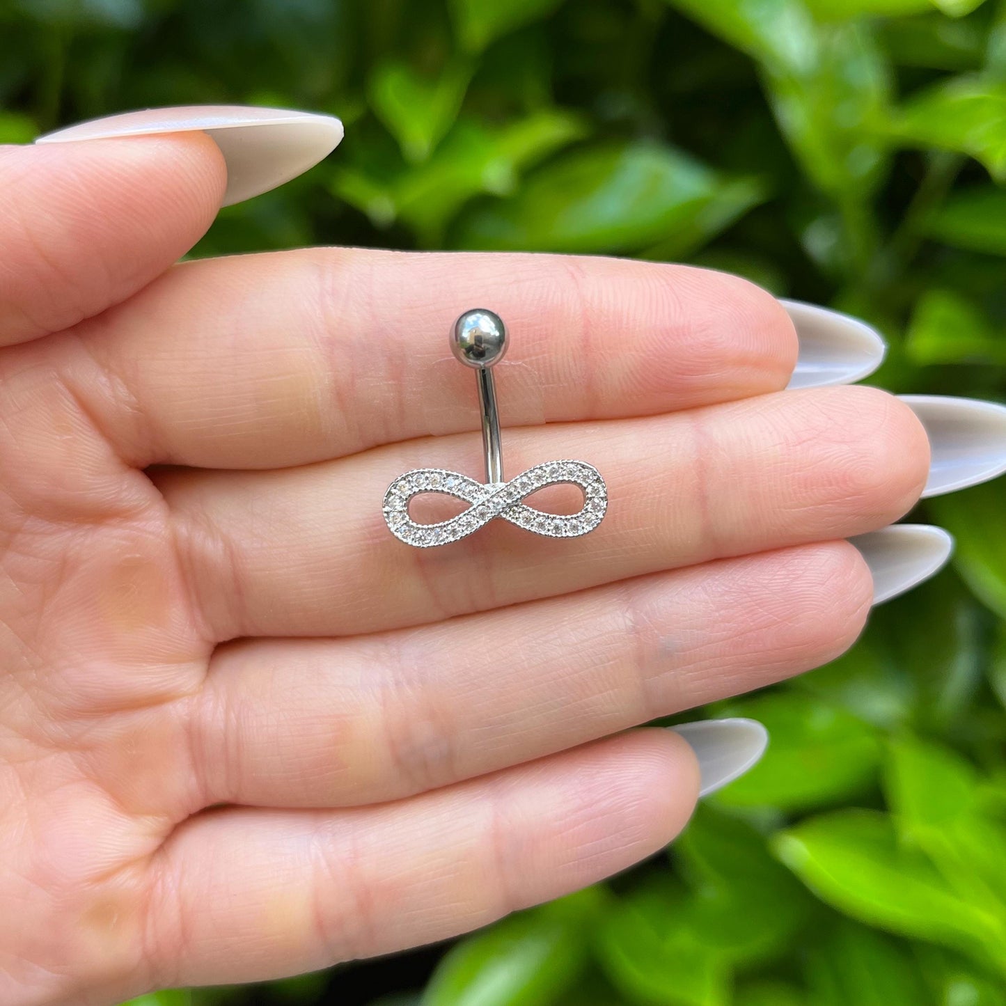 Titanium Infinity Belly Button Ring: Crystal Navel Jewellery, 8mm/10mm/12mm