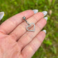 Heart Belly Button Ring: Titanium Navel Piercing with Crystals, 8mm/10mm/12mm