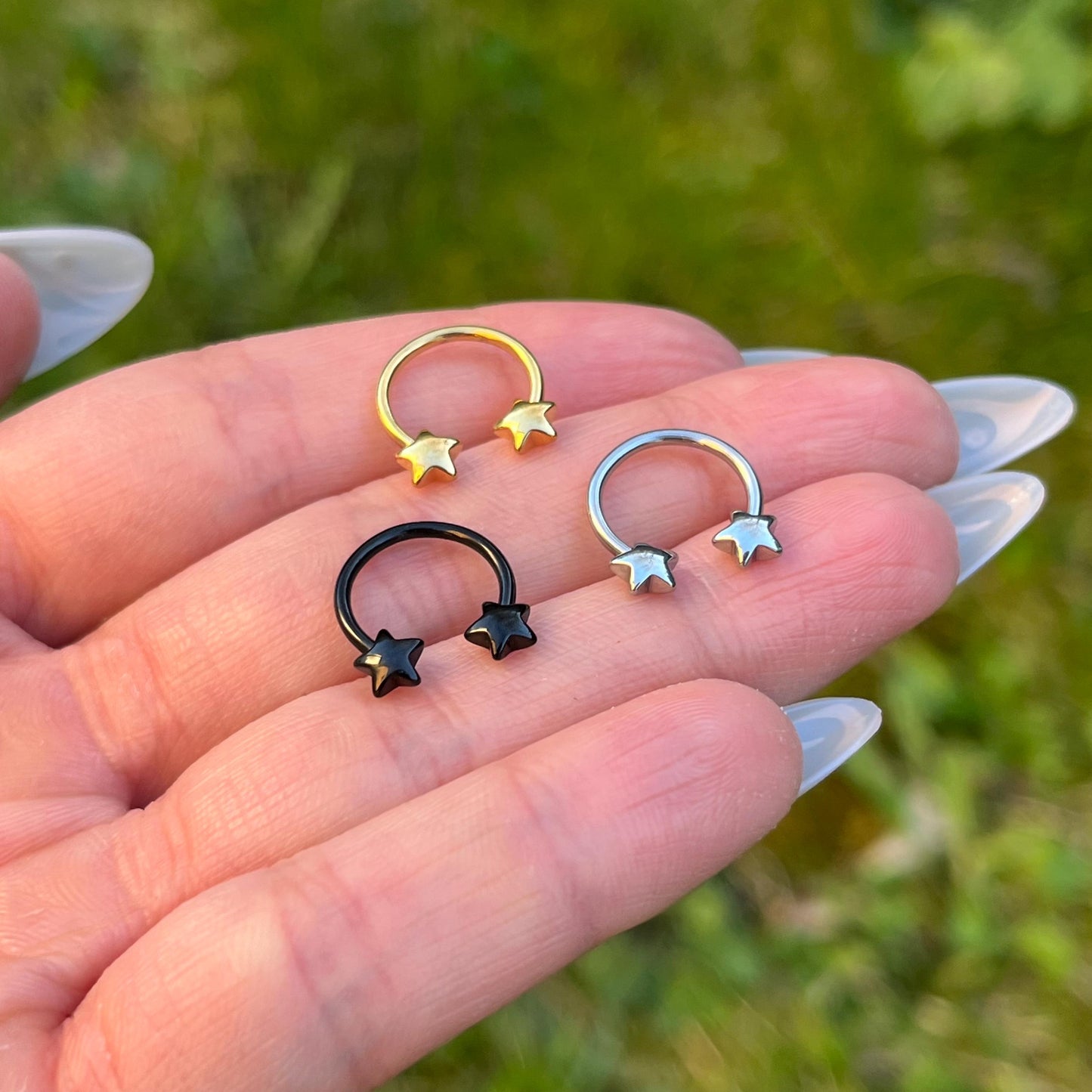 Star Horseshoe Septum Ring: Stainless Steel Nose Hoop 16G 10mm