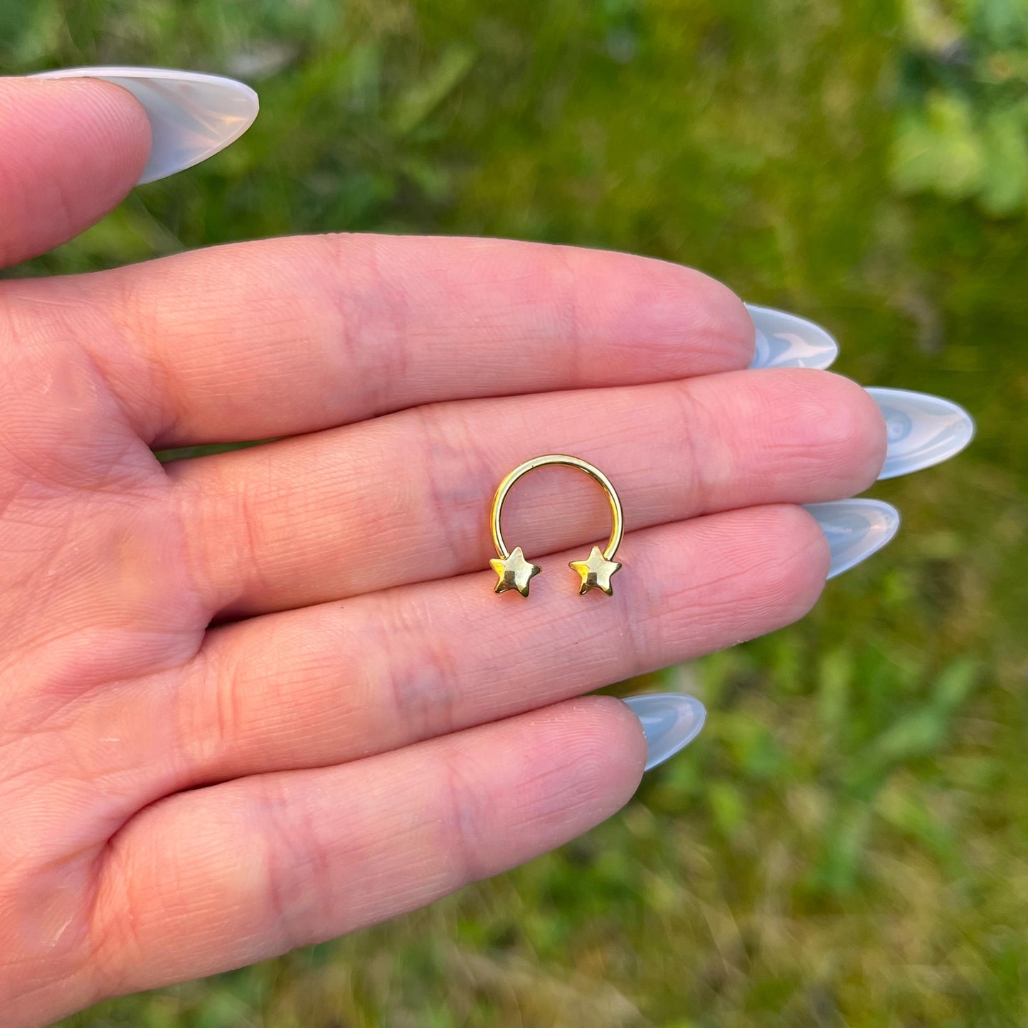 Star Horseshoe Septum Ring: Stainless Steel Nose Hoop 16G 10mm