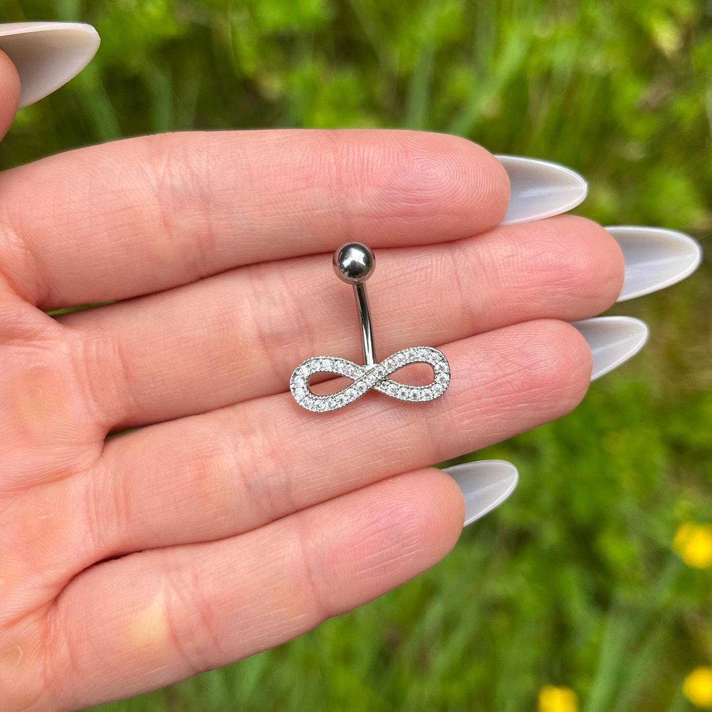 Titanium Infinity Belly Button Ring: Crystal Navel Jewellery, 8mm/10mm/12mm