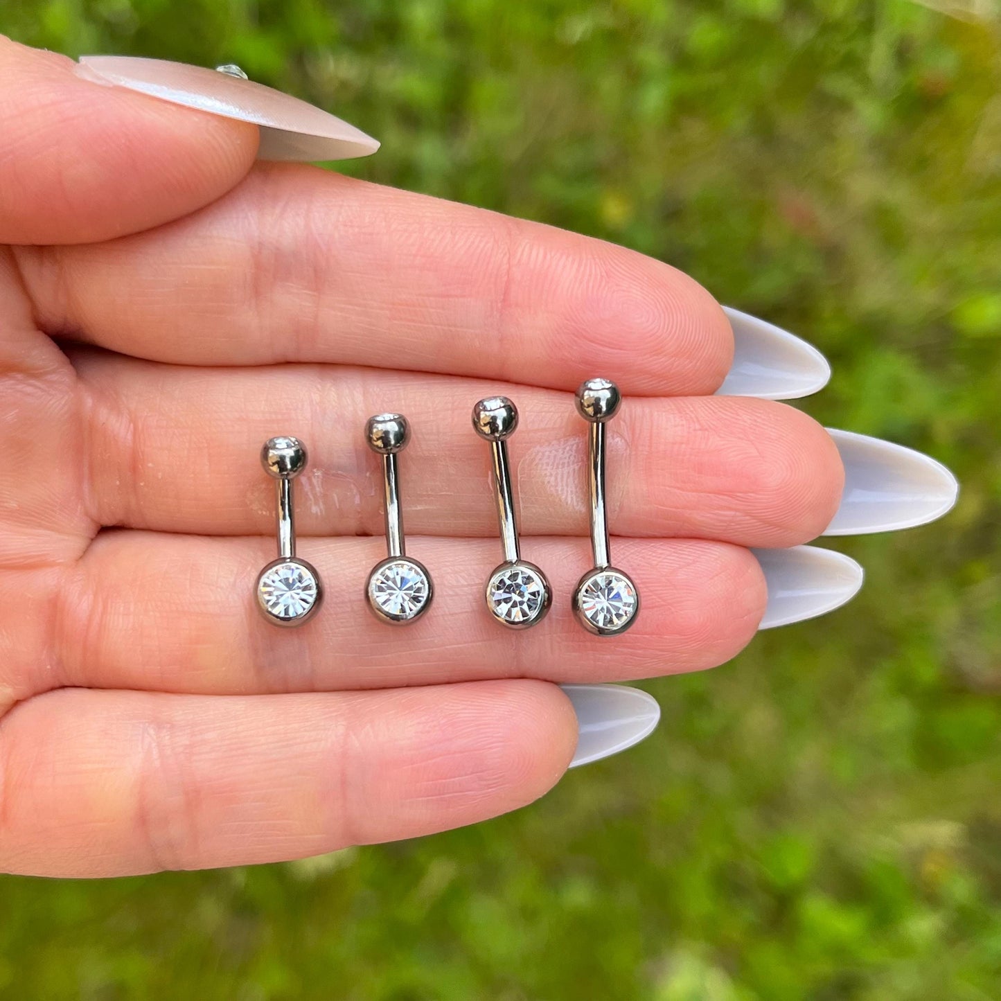 Titanium Belly Button Ring: Cubic Zirconia Navel Piercing, 6mm/8mm/10mm/12mm