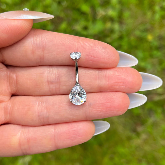 Crystal Belly Button Piercing: Titanium Navel Bar, 10mm