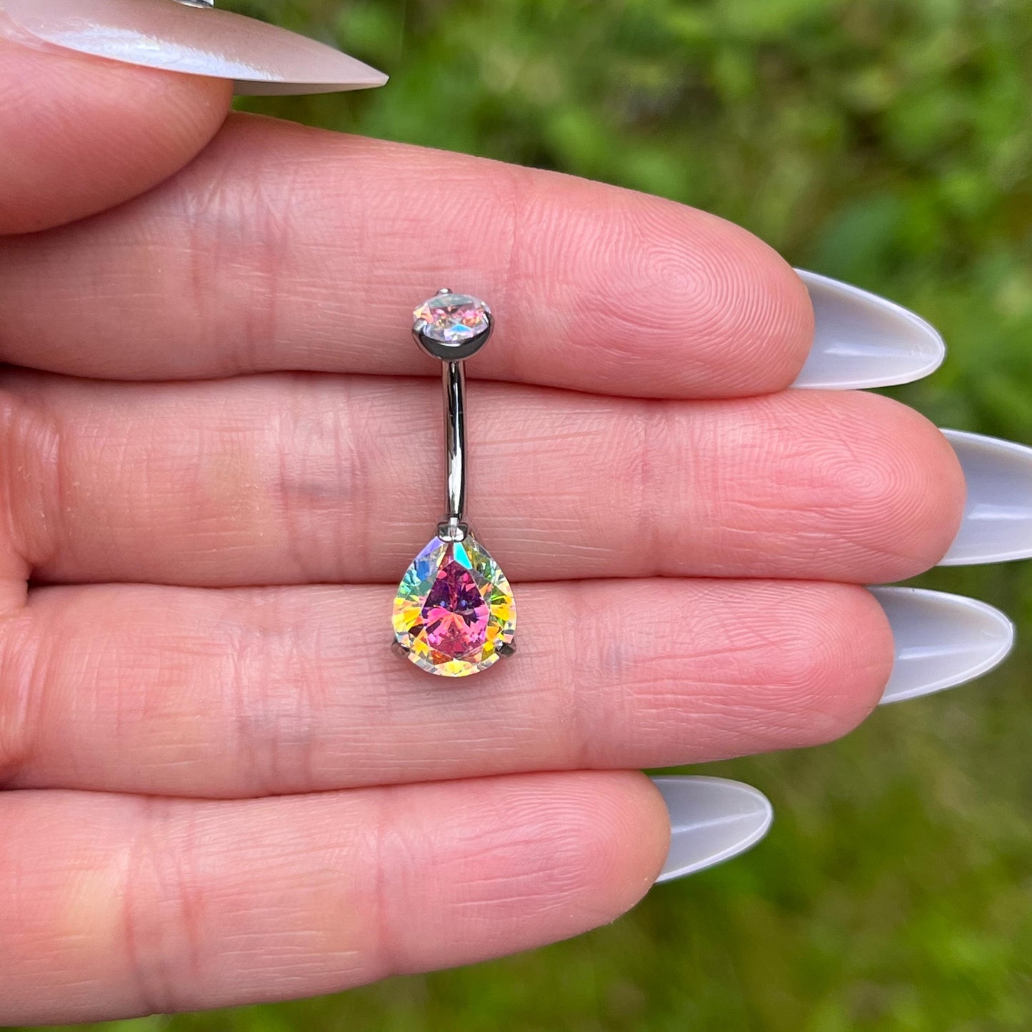 Crystal Belly Button Piercing: Titanium Navel Bar, 10mm