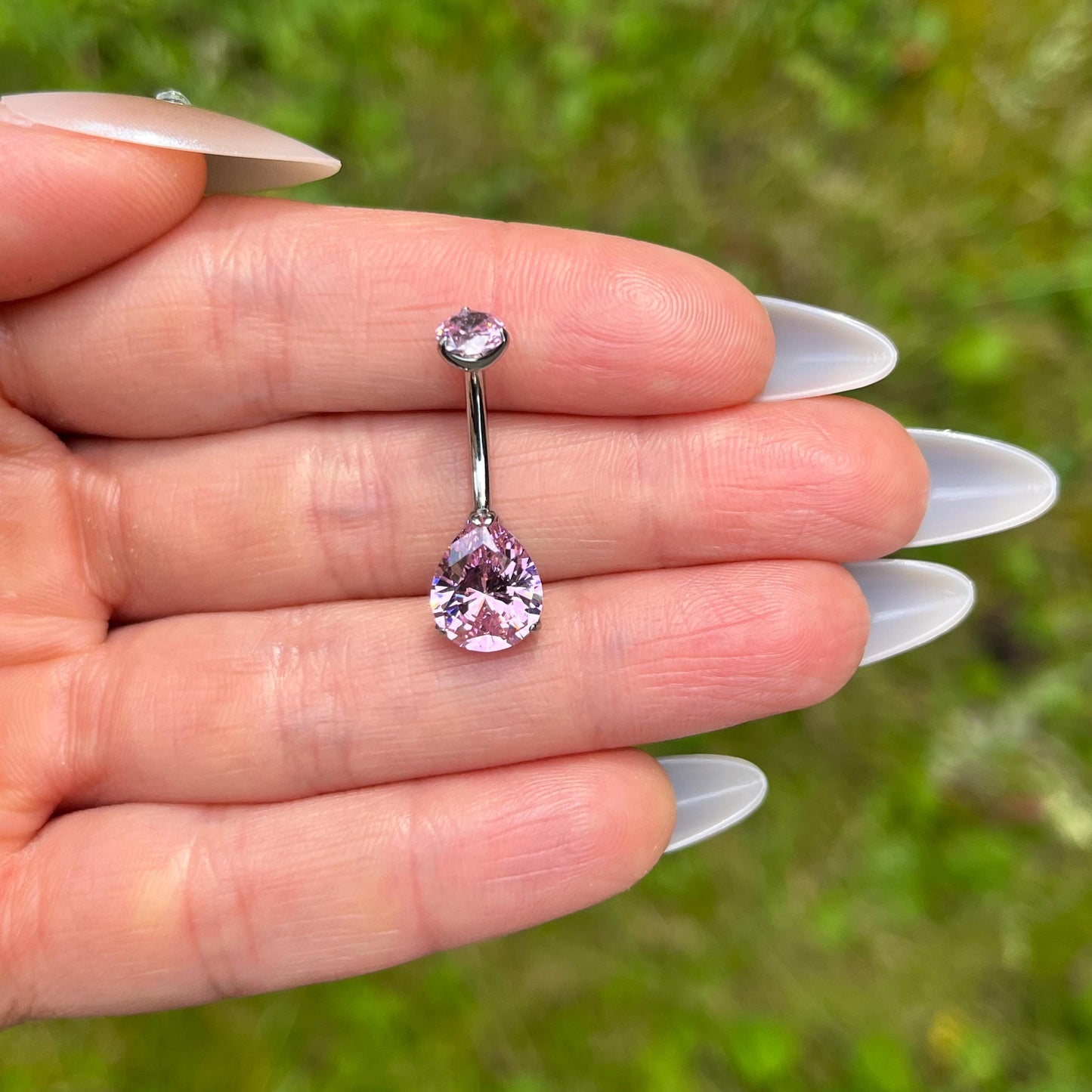Crystal Belly Button Piercing: Titanium Navel Bar, 10mm