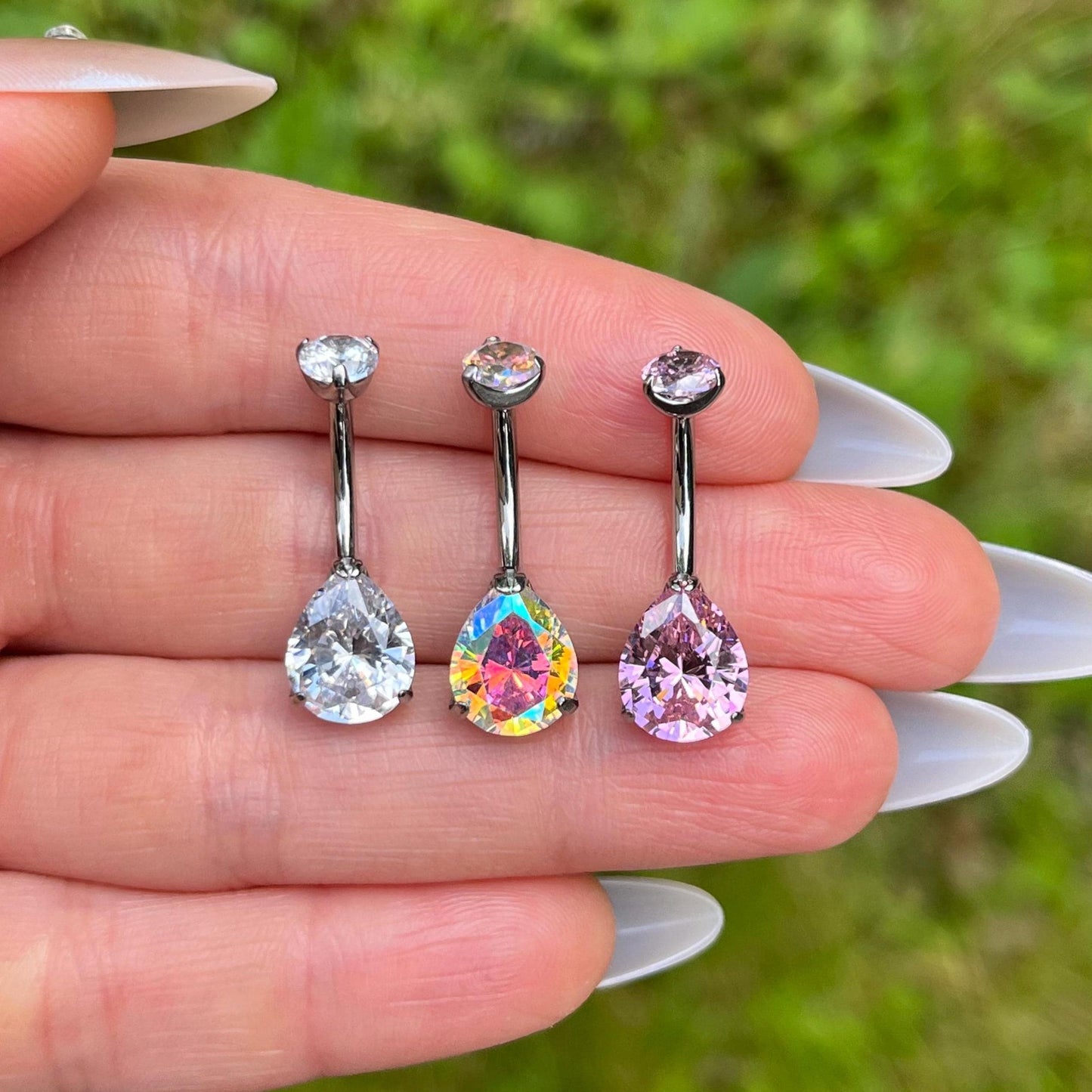 Crystal Belly Button Piercing: Titanium Navel Bar, 10mm