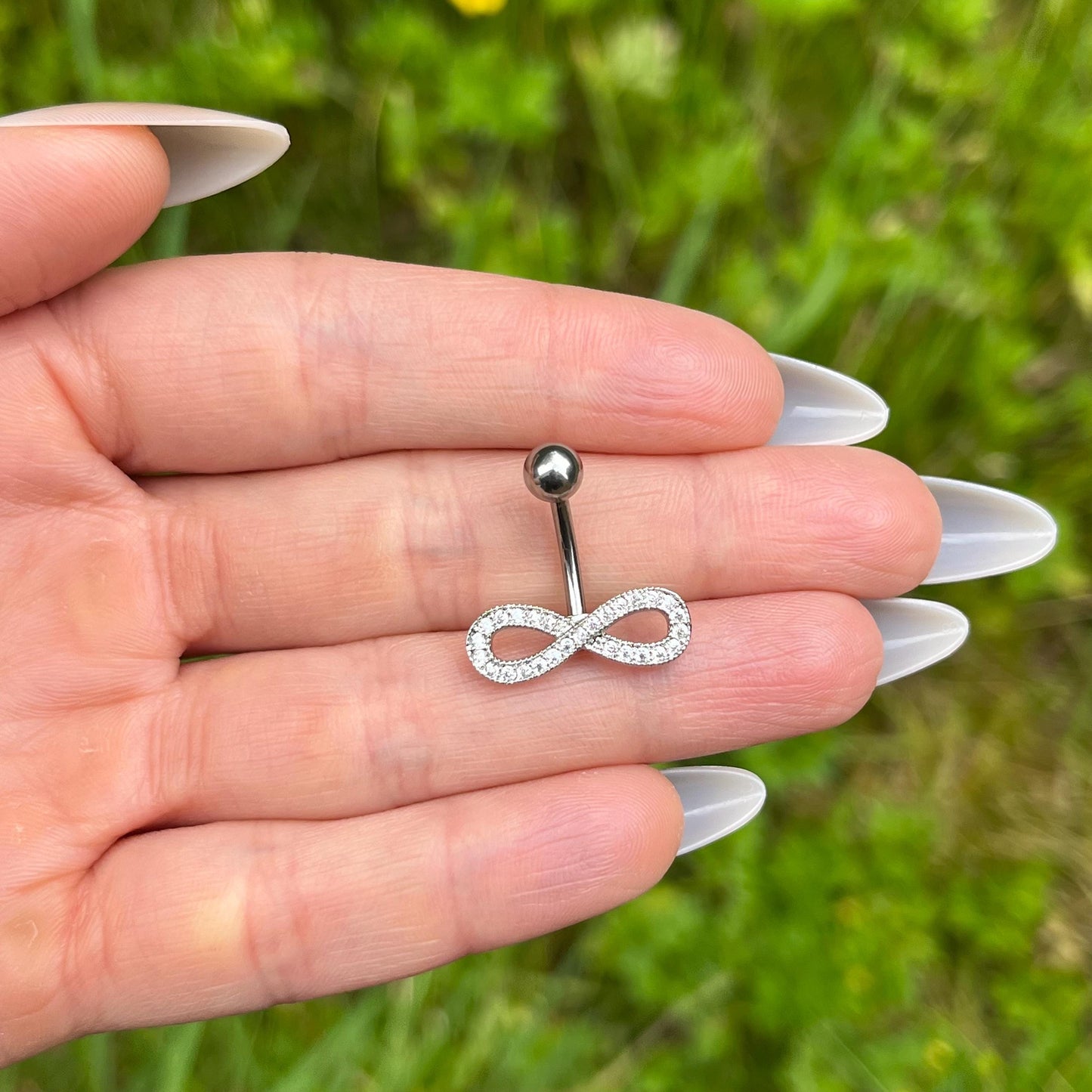 Titanium Infinity Belly Button Ring: Crystal Navel Jewellery, 8mm/10mm/12mm