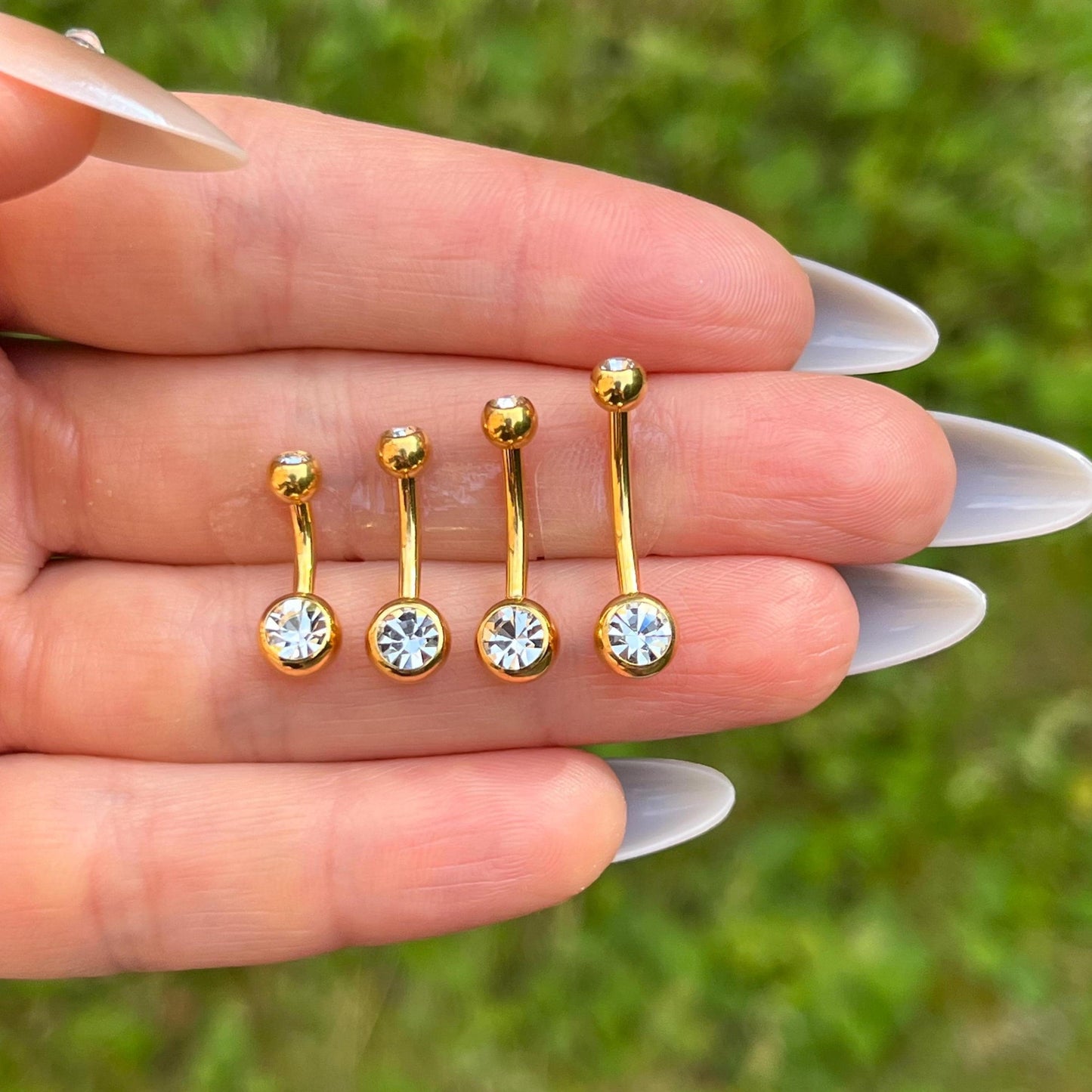Titanium Belly Button Ring: Cubic Zirconia Navel Piercing, 6mm/8mm/10mm/12mm