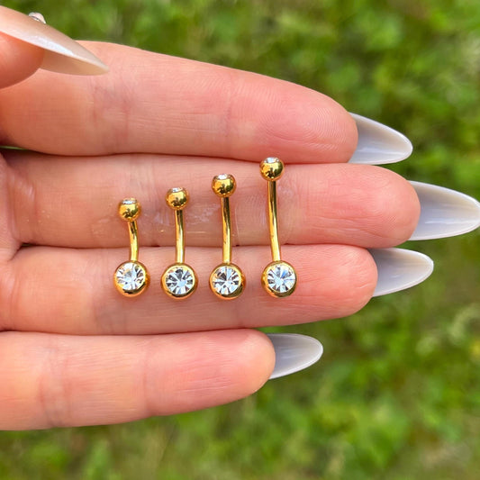 Titanium Belly Button Ring: Cubic Zirconia Navel Piercing, 6mm/8mm/10mm/12mm