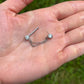 Crystal Gem Titanium Nipple Barbells: Dangling Chain Nipple Piercing, 14G 12/14mm
