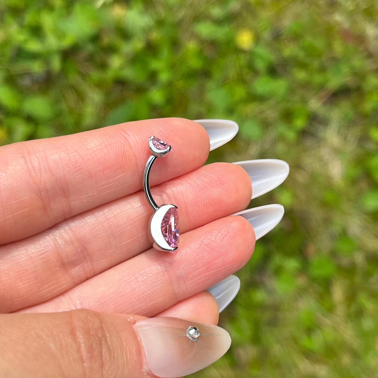Crystal Belly Button Piercing: Titanium Navel Bar, 10mm