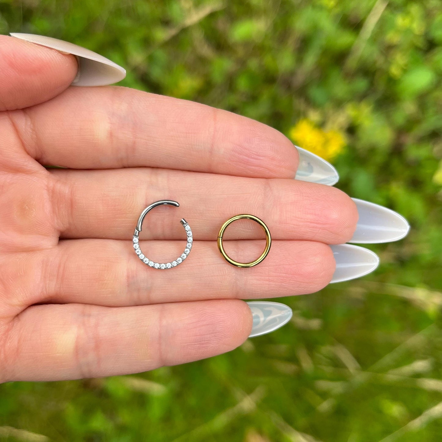 Titanium Ring with Crystal Gems for Septum/Daith: 8mm/9mm/10mm/11mm/12mm