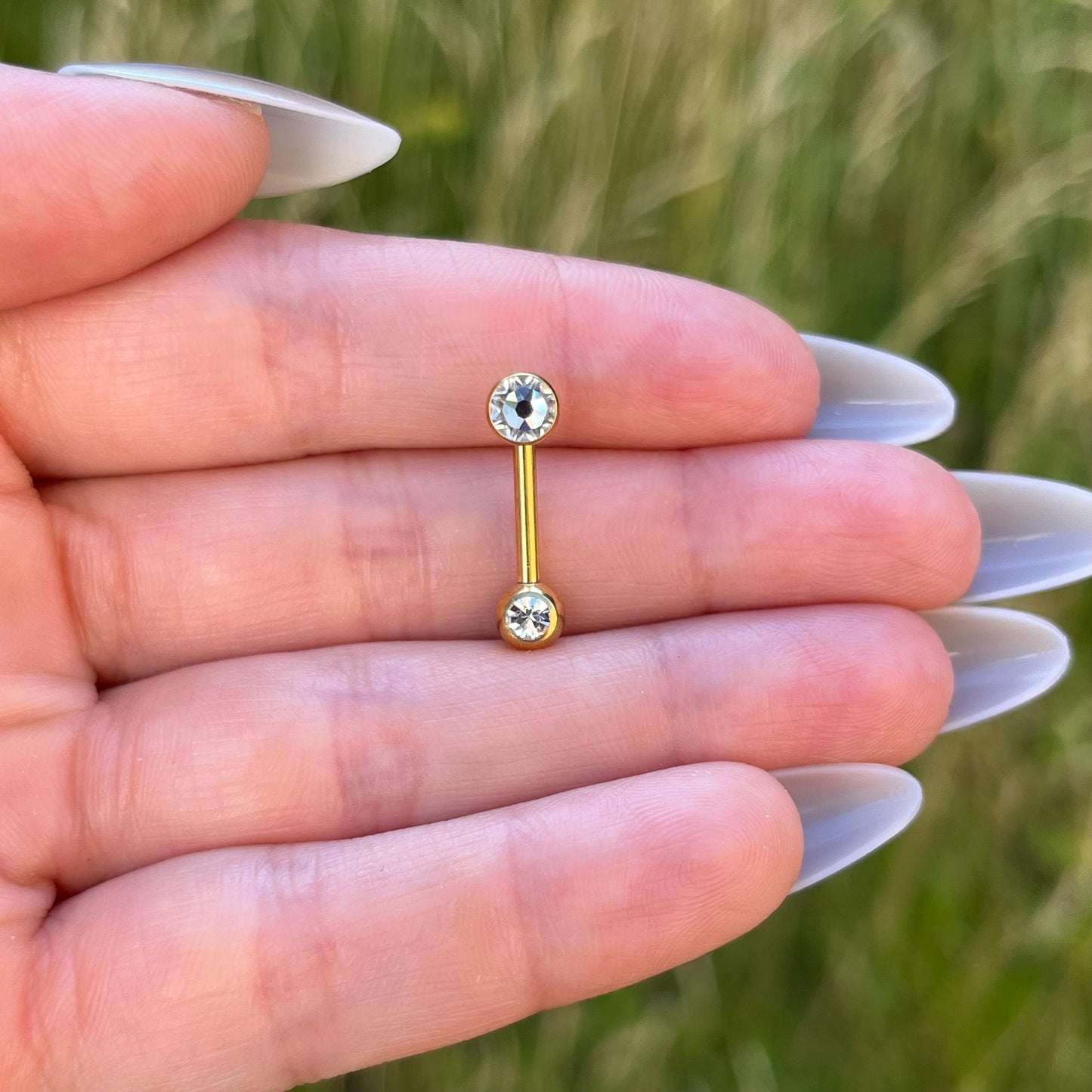 Titanium Christina Piercing: Crystal Gem, Venus Barbell 14G