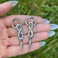 Spike Charm Hoop Earrings: Stainless Steel Gothic Dangle, Infinity Symbol