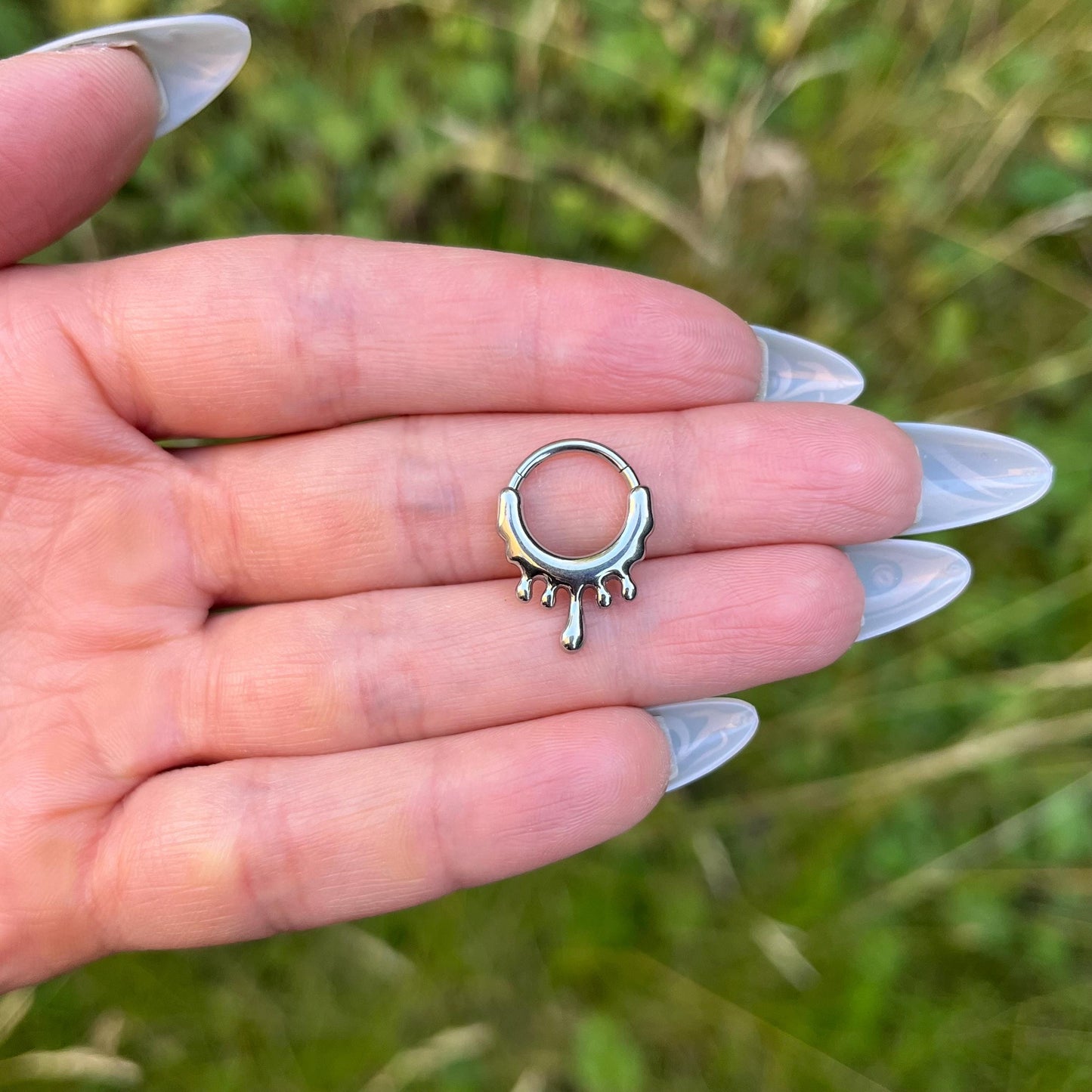 Hinged Septum Clicker: Stainless Steel Nose Ring, Gothic/Punk /horror, 16G 10mm
