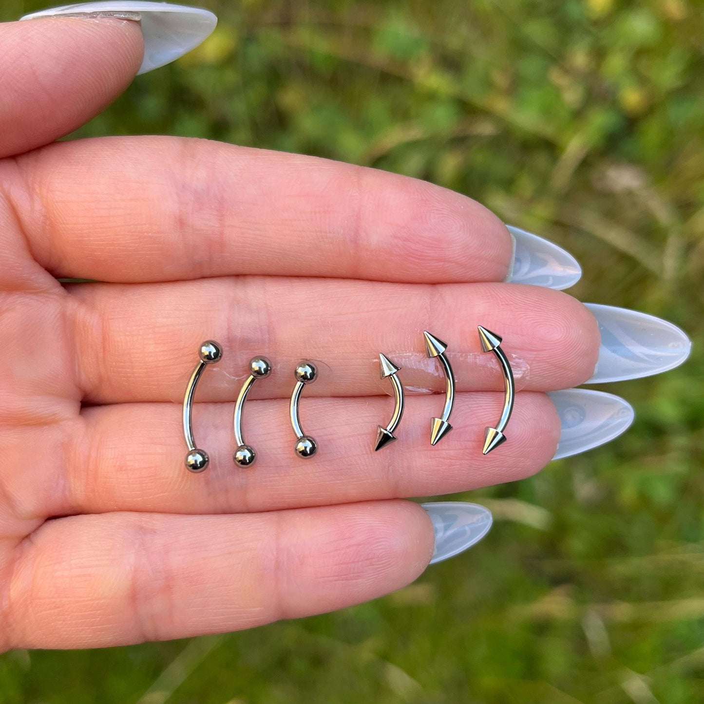 Titanium Eyebrow Barbell Piercing: Gothic Punk Style, 16G 6mm/8mm/10mm