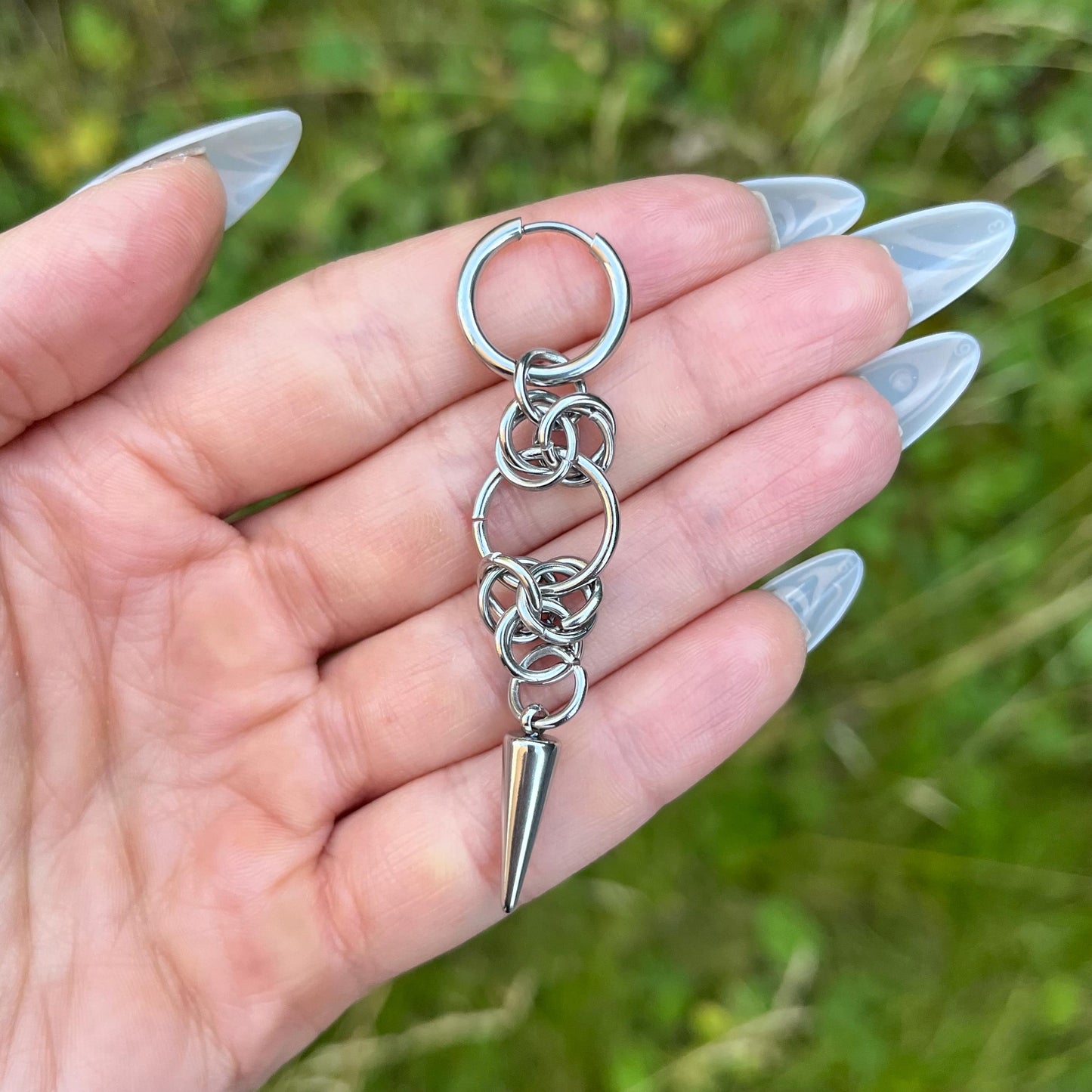 Spike Hoop Earrings: Stainless Steel Gothic Dangle Huggie Hoops