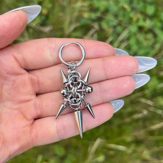 Spike Hoop Dangle Earrings: Stainless Steel Gothic Punk Charm Jewellery