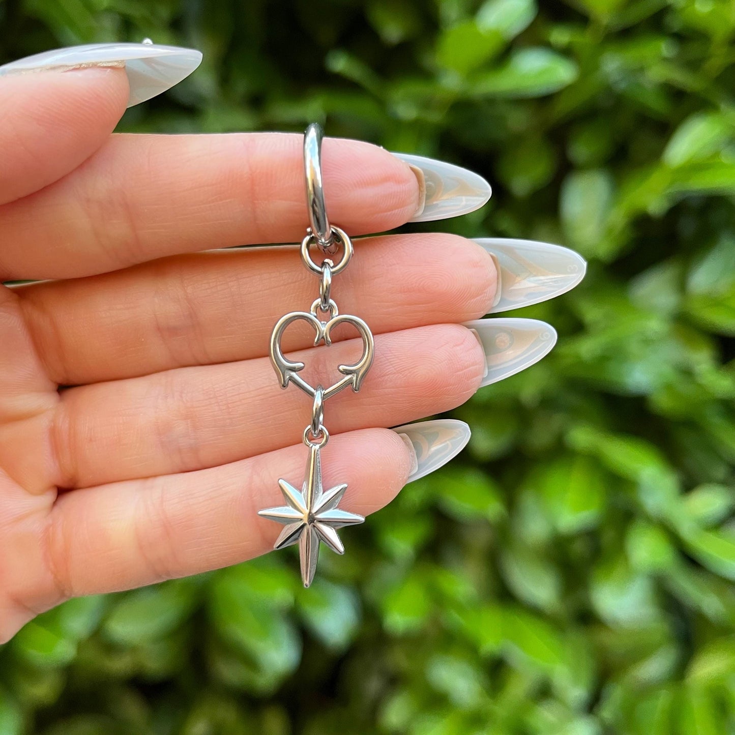 Spiky Heart & Star Hoop Earrings: Stainless Steel Gothic Grunge
