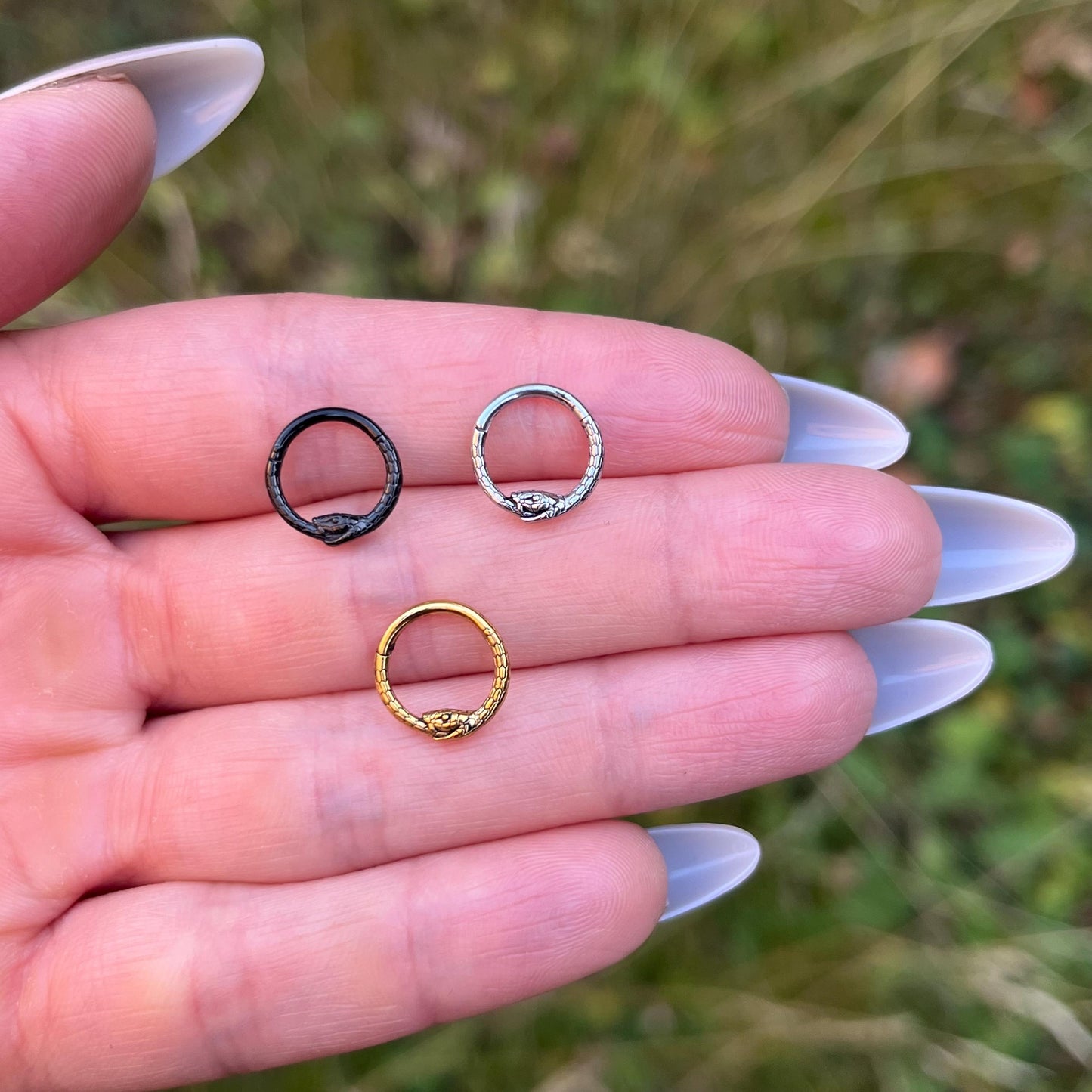 Ouroboros Snake Septum Ring: Surgical Steel 16G (1.2mm) 8mm