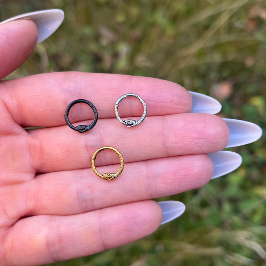 Ouroboros Snake Septum Ring: Surgical Steel 16G (1.2mm) 8mm
