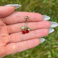 Cherry Belly Button Ring: Stainless Steel Navel Piercing, Silver/Gold