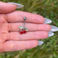Cherry Belly Button Ring: Stainless Steel Navel Piercing, Silver/Gold
