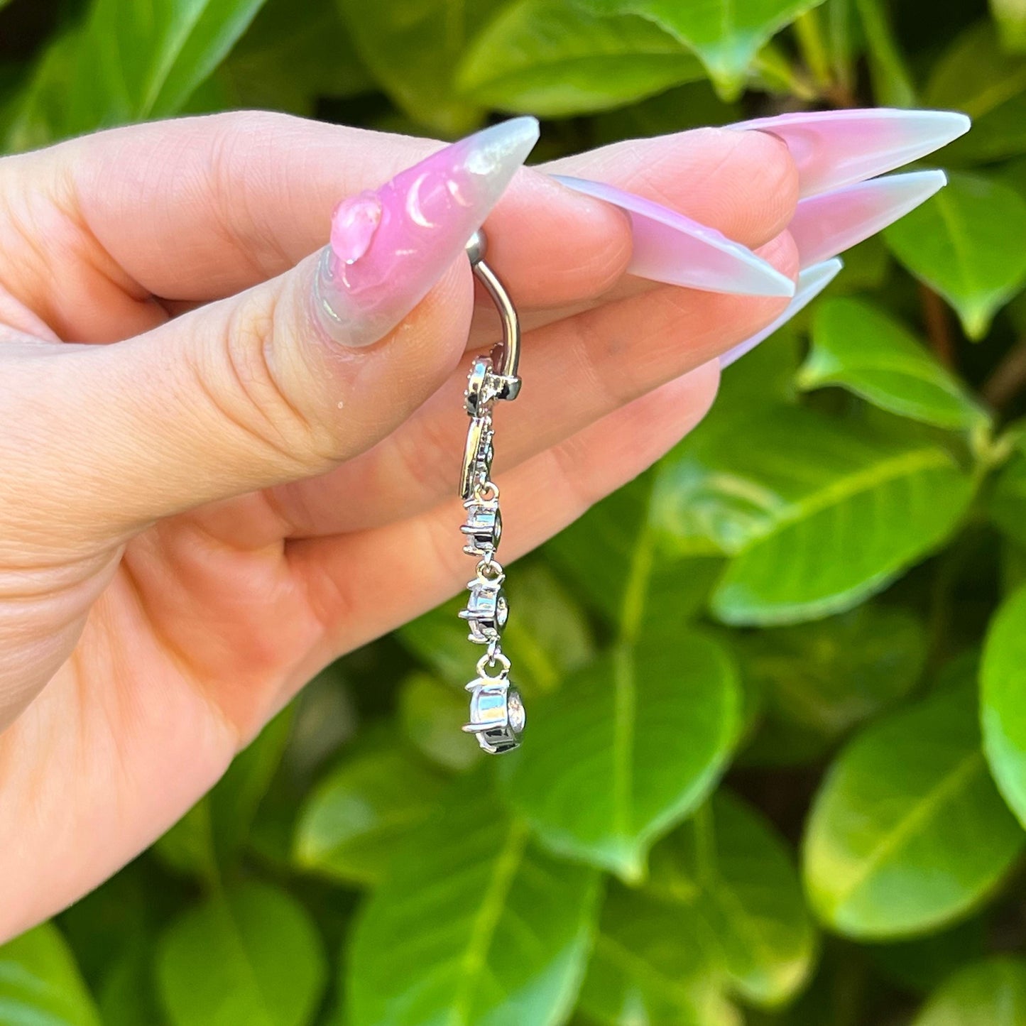 Bow Pendant Dangle Belly Button Piercing: Stainless Steel Navel Piercing, Gold/Silver