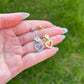 Titanium Dangle Belly Ring: Heart & Crystal Navel Piercing, Silver/Gold