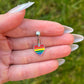 Rainbow Heart Belly Button Ring: Surgical Steel Navel Piercing