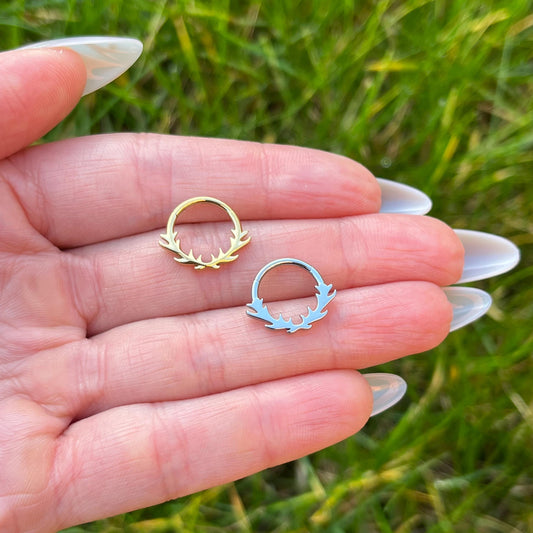 Leaf Septum Clicker, Titanium Nose Ring: 16G 8mm/10mm
