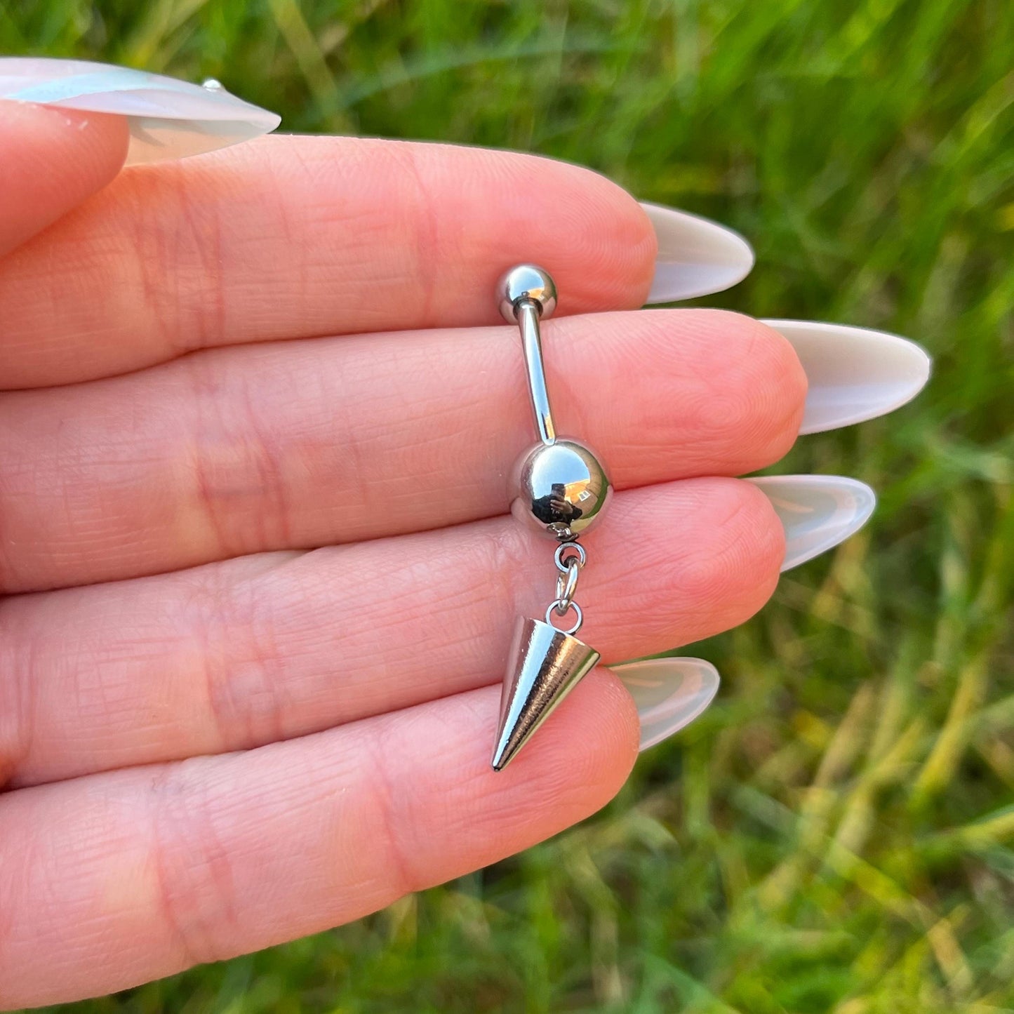 Crystal Spike Dangle Belly Button Ring: Surgical Steel Navel Piercing