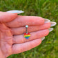 Rainbow Heart Belly Button Ring: Surgical Steel Navel Piercing