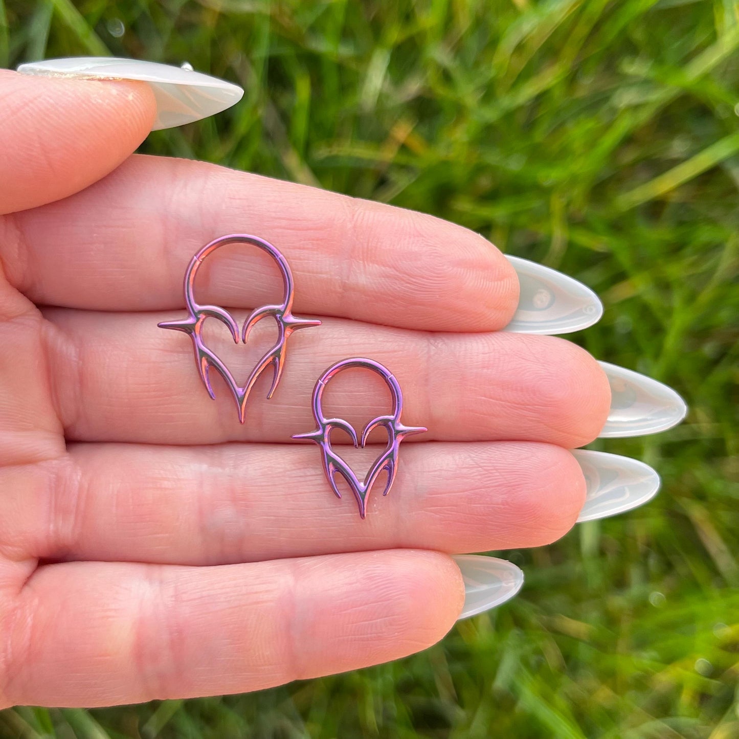 Titanium Heart Septum Clicker: Goth Punk Nose Ring, 16G 8mm/10mm