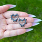 Spiky Heart Hoop Earrings: Stainless Steel, Silver/Black