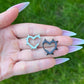 Spiky Heart Hoop Earrings: Stainless Steel, Silver/Black