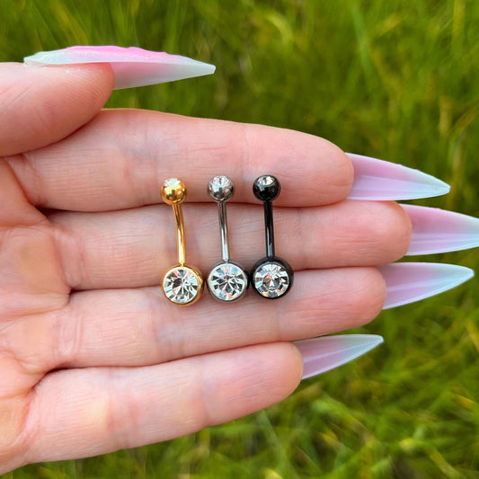Statement Crystal Navel Bar | Ball Ends