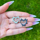 Spiky Heart Hoop Earrings: Stainless Steel, Silver/Black