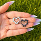 Spiky Heart Hoop Earrings: Stainless Steel, Silver/Black