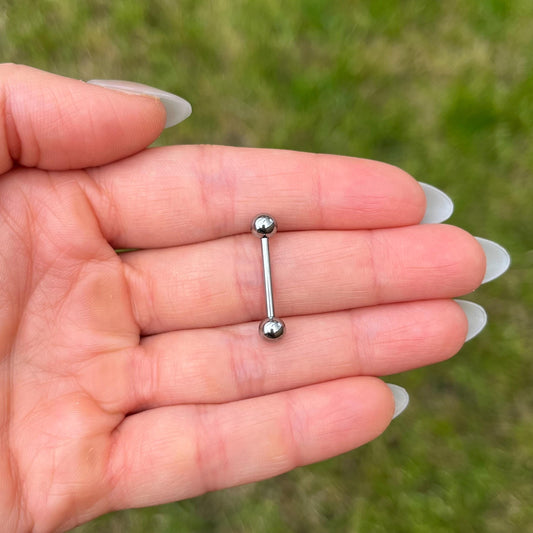 Implant Grade Titanium Tongue Barbell | ASTM F136 | 14G: 12mm/14mm