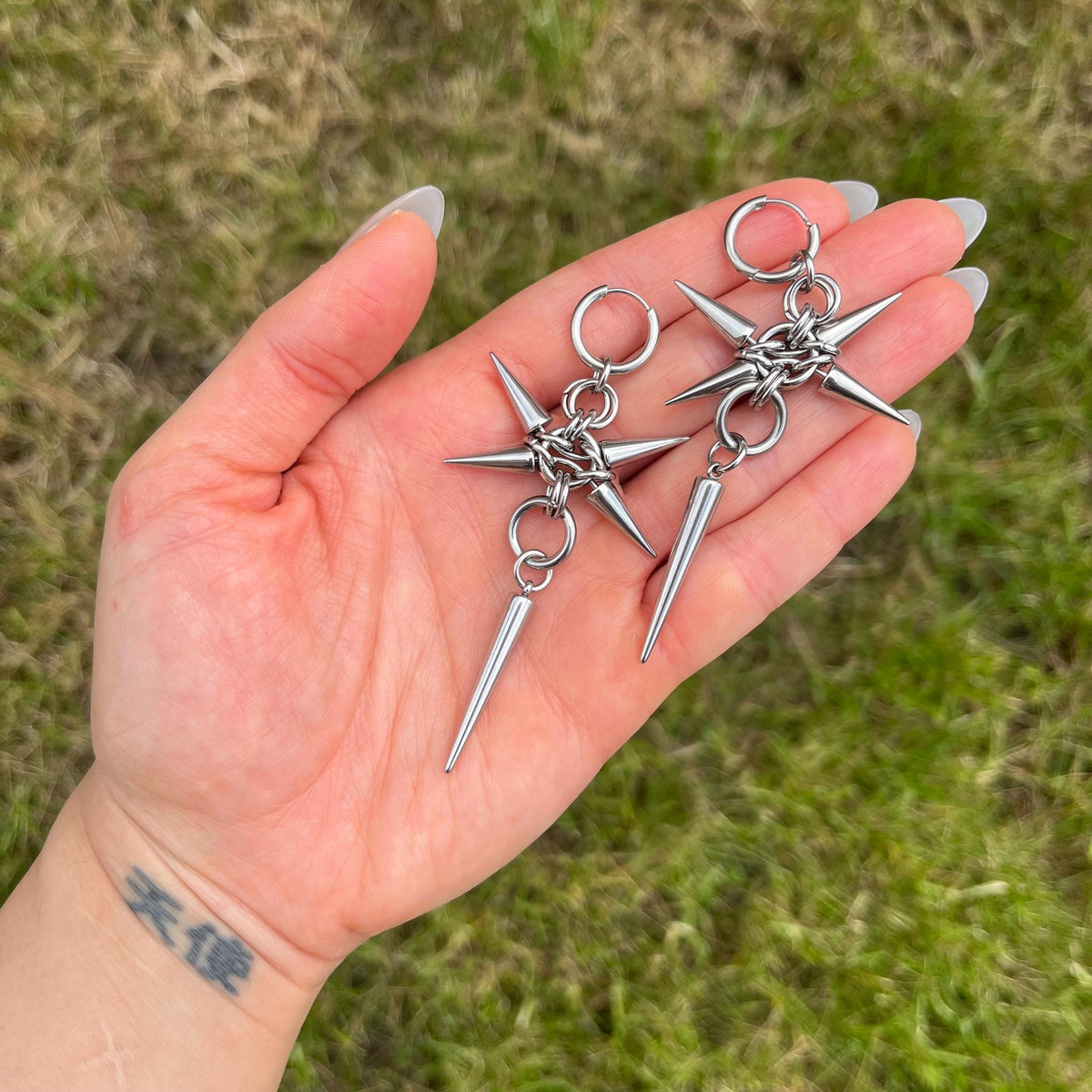 Spike Hoop Dangle Earrings | Stainless Steel Gothic Punk Grunge Alt Jewellery
