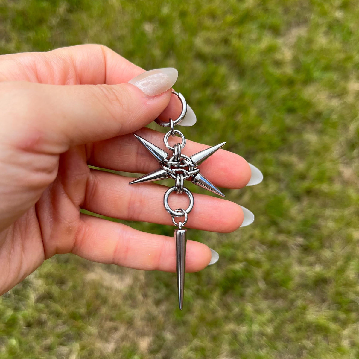 Spike Hoop Dangle Earrings | Stainless Steel Gothic Punk Grunge Alt Jewellery