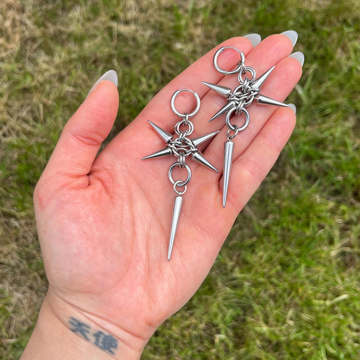Spike Hoop Dangle Earrings | Stainless Steel Gothic Punk Grunge Alt Jewellery