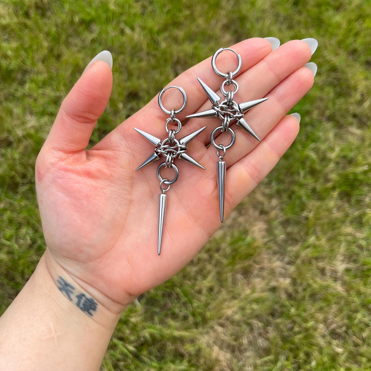 Spike Hoop Dangle Earrings | Stainless Steel Gothic Punk Grunge Alt Jewellery