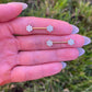 Titanium Nipple Barbells with Flower Crystal Gems: Threadless Nipple Piercing Pair, 14G 12/14mm